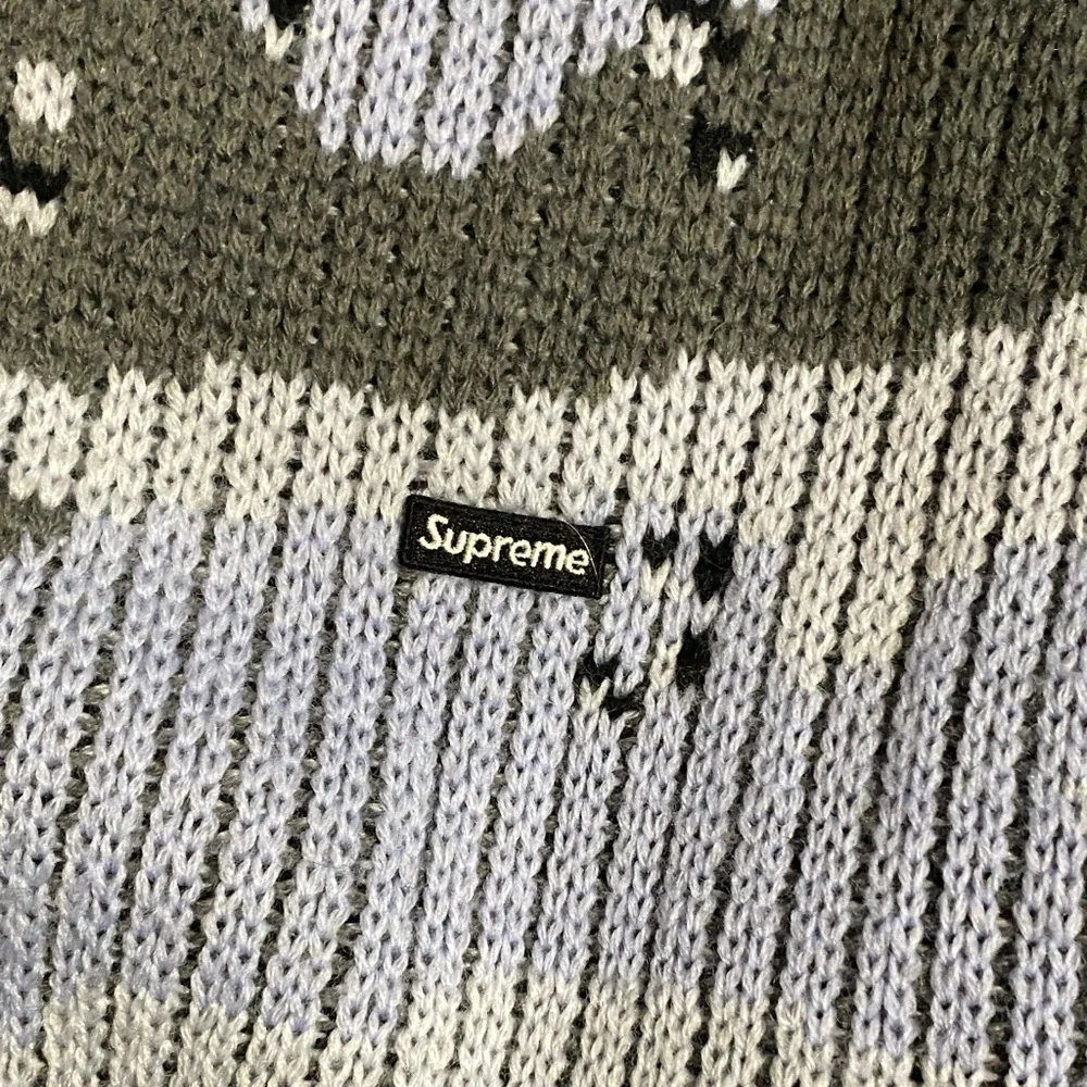 Supreme Small Box Logo Raglan Polo Blue Camo Sweater - Picture 3 of 8